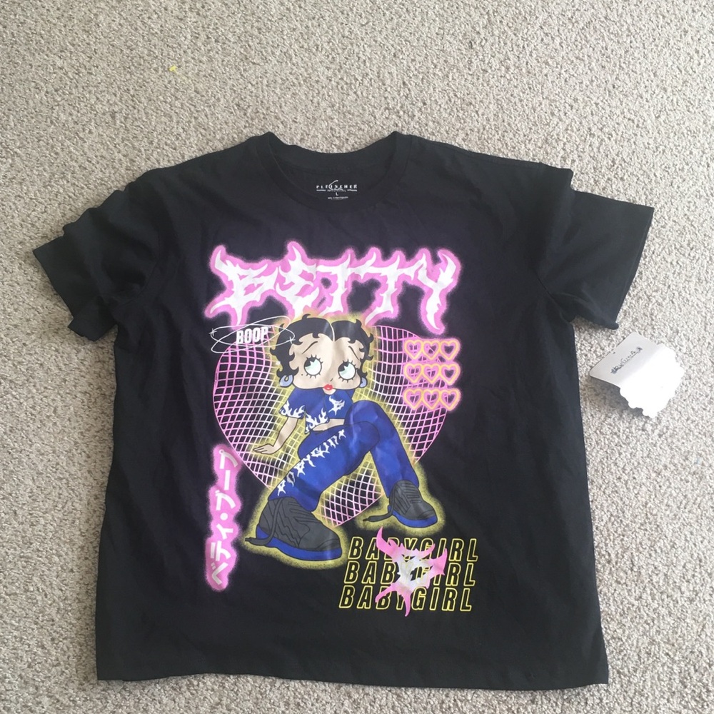 Fleischer Multicolored Womens Betty Boop Short Sleeve Graphic Tee Size L